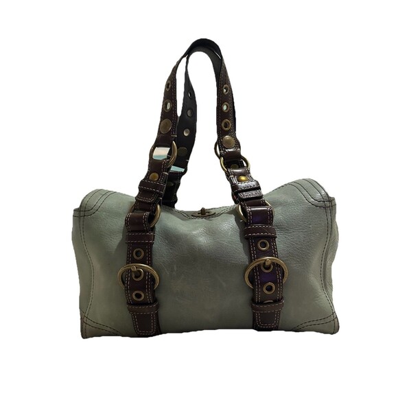 Coach Chelsea Satchel Green Leather Brown Straps Turn-lock Handbag Y2K 10963 - Picture 2 of 16
